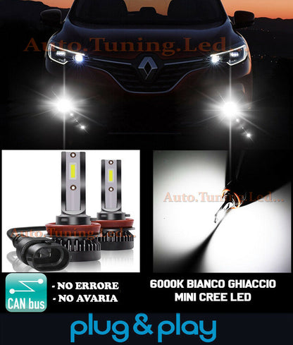 LAMPADE FENDINEBBIA A LED CREE RENAULT KADJAR CAMBUS BIANCO GHIACCIO 8000LM