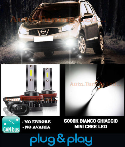CREE LED FOG LIGHTS NISSAN QASHQAI J10 CAMBUS ICE WHITE 8000LM