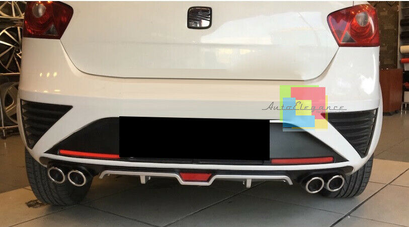 SOTTO PARAURTI POSTERIORE PER SEAT IBIZA 6J DIFFUSORE QUATTRO TERMINALI ABS -