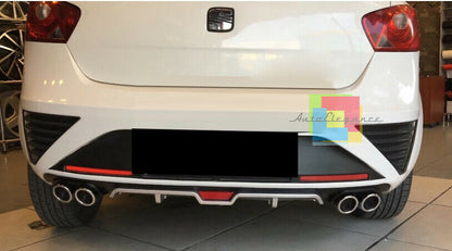 SOTTO PARAURTI POSTERIORE PER SEAT IBIZA 6J DIFFUSORE QUATTRO TERMINALI ABS -