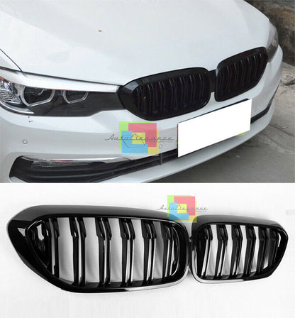 FRONT GRILLES DOUBLE BAND M BLACK GRILLES FOR BMW 5 SERIES G30 G31 .-