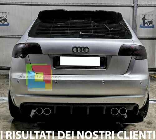 DIFFUSORE AUDI A3 S3 8P 2008-2012 SOTTO PARAURTI RS3 DOPPIO SCARICO NERO LUCIDO