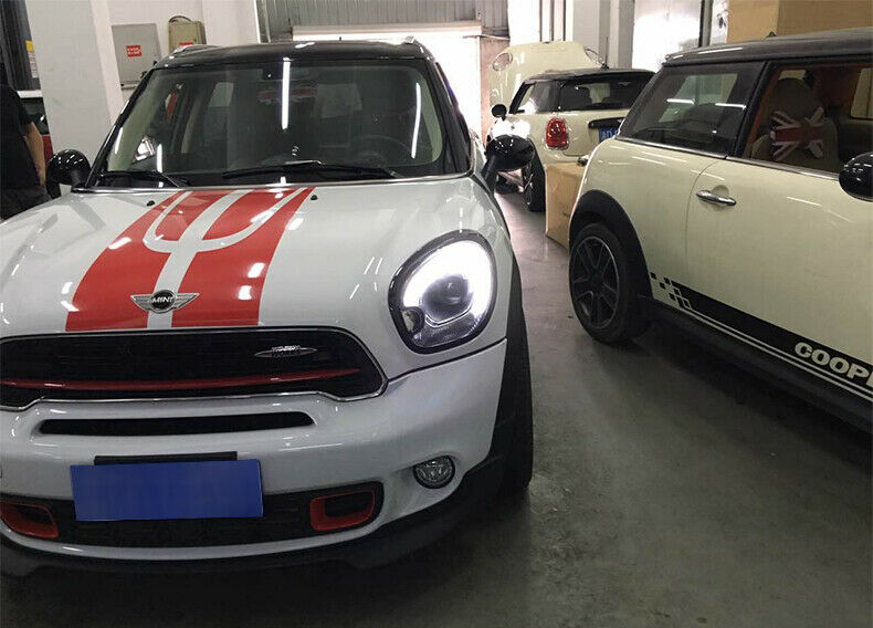 MINI R60 COUNTRYMAN COPPIA FARI ANTERIORI DIURNE LED LENTICOLARI CROMATI ...