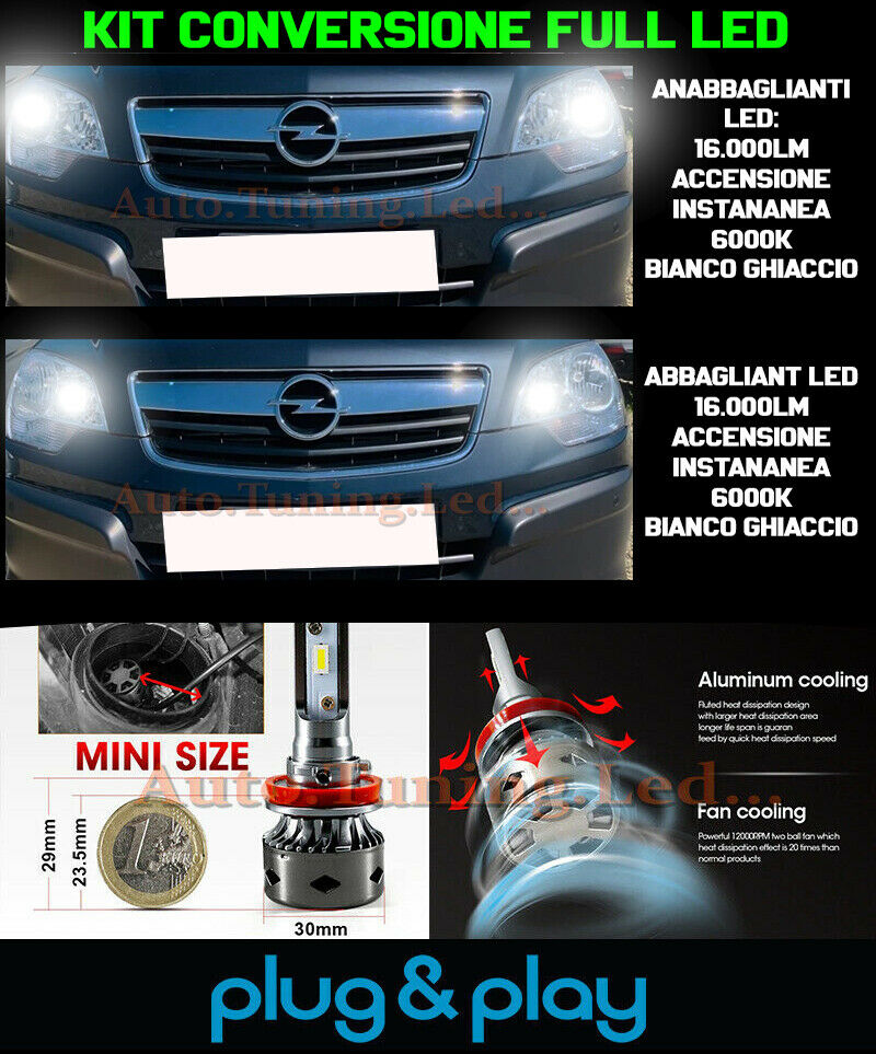 OPEL ANTARA KIT LED LAMPADE ABBAGLIANTI + ANABBAGLIANTI 16.000