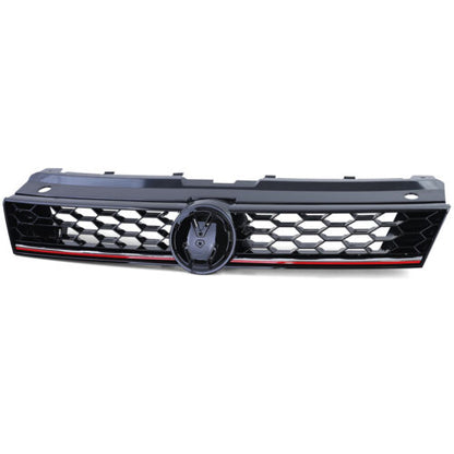 Gloss Black Sport Radiator Grille with Red for VW Polo 5 6R 6C 09-17 