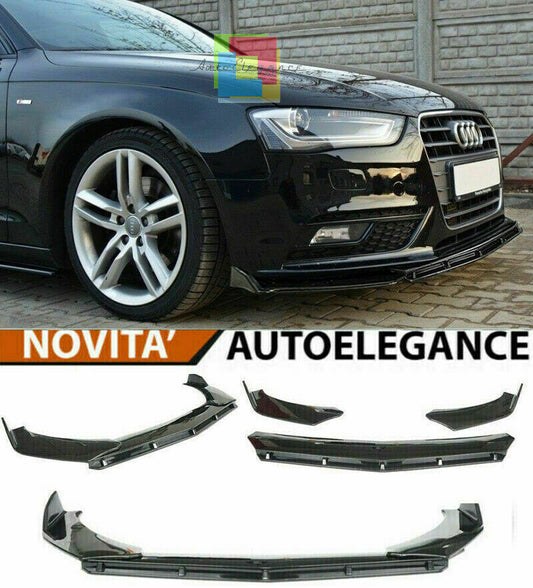 0097 AUDI A4 B8 2012-2015 LIFT SPLITTER PARAURTI ANTERIORE NERO LUCIDO LOOK RS AUTOELEGANCERICAMBI