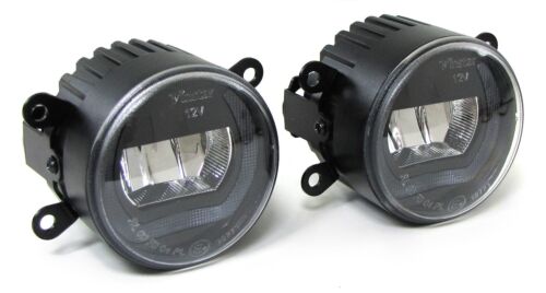 Clear Glass LED Fog Light with Daytime Running Lights Universal 90mm Black 