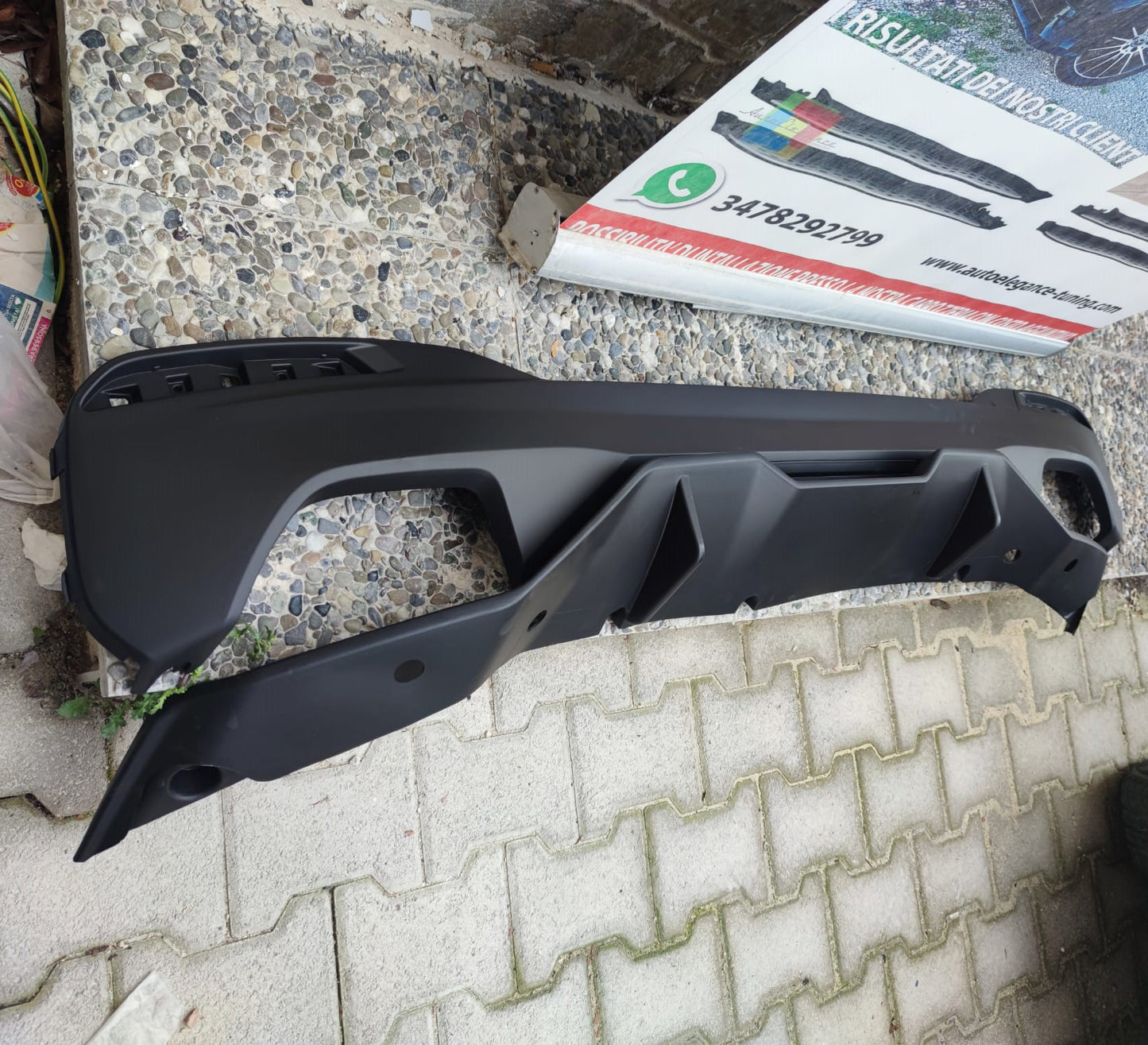 SOTTO PARAURTI POSTERE NERO OPACO ABS BMW SERIE 5 G30 G31 DIFFUSORE M5 0135