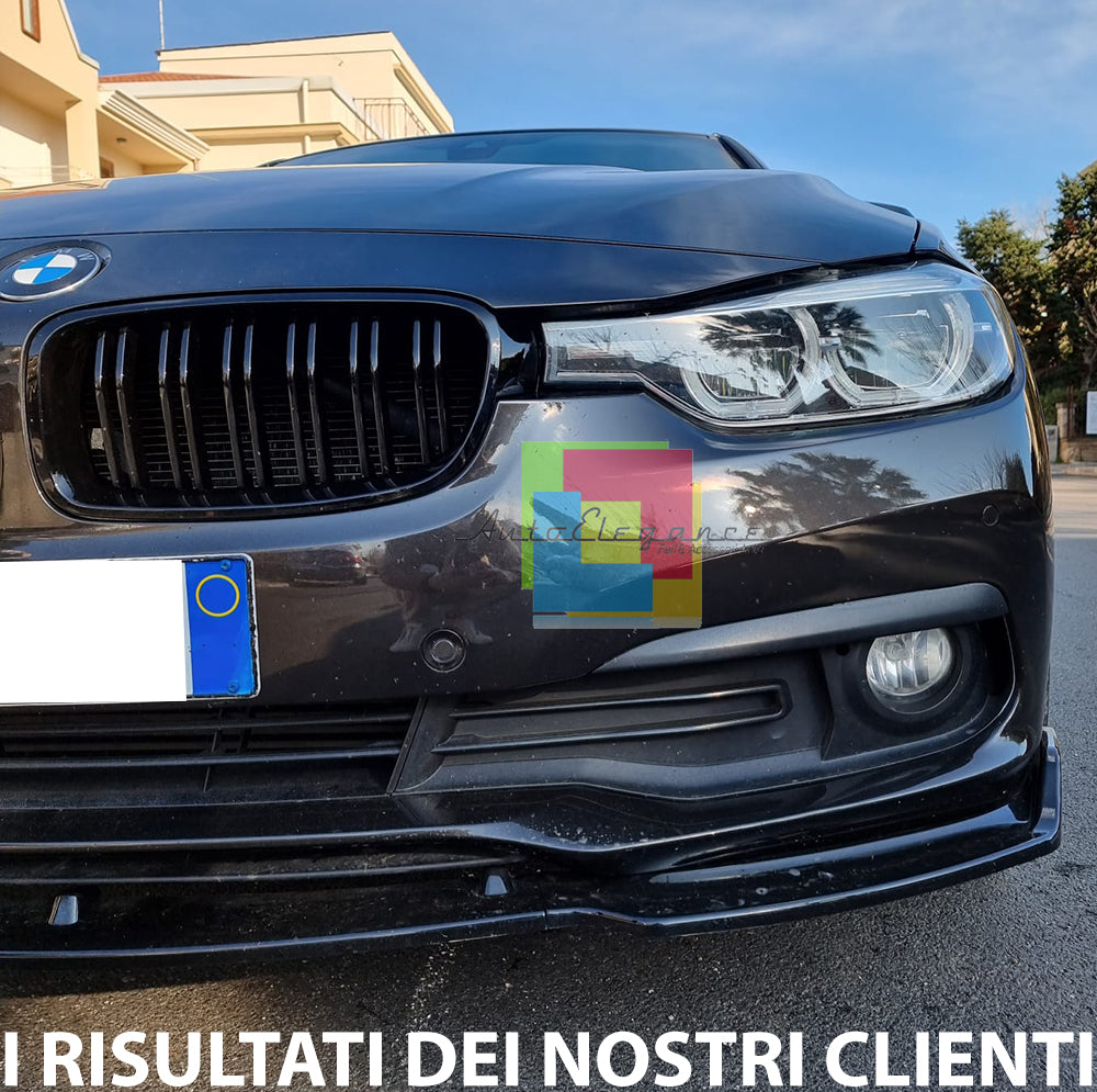 LAMA BMW SERIE 3 F30 F31 STANDARD SOTTO PARAURTI ANTERIORE SPLITTER NERO LUCIDO
