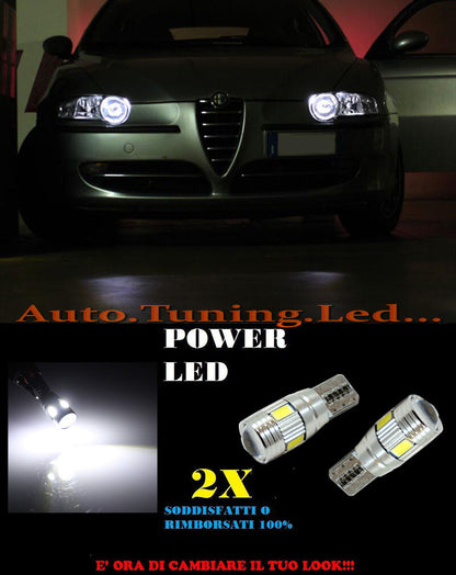 LUCI POSIZIONE ALFA ROMEO 147 CANBUS T10 BIANCO 6 LED W5W SUPER QUALITA