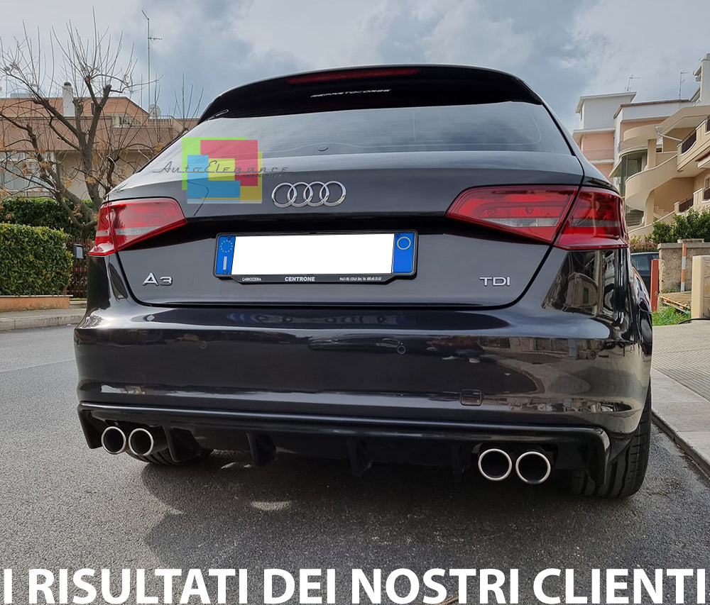 AUDI A3 8V SPORTBACK 2012 AL 2015 SOTTO PARAURTI DIFFUSORE RS3 4 SCARICHI ABS AUTOELEGANCERICAMBI