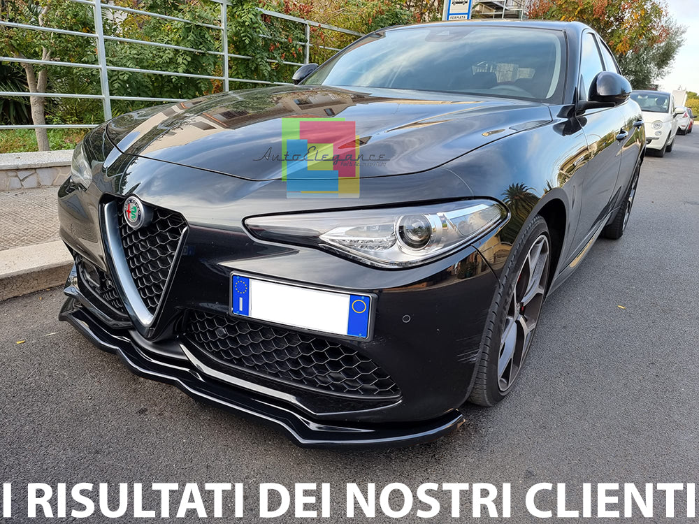 SPLITTER PER ALFA ROMEO GIULIA VELOCE PARAURTI ANTERIORE LAMA SPOILER NERO