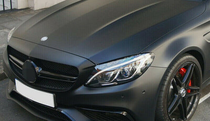 GRIGLIA ANTERIORE MERCEDES CLASSE C W205 2014-2018 MASCHERINA PROFILO NERO ABS