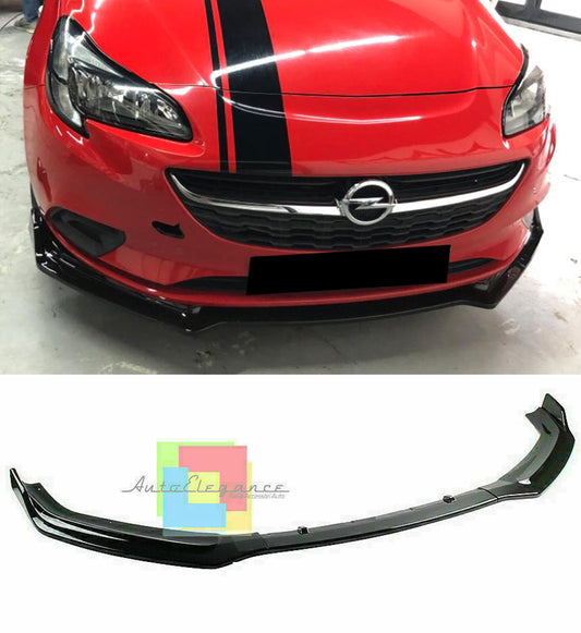 OPEL CORSA E LAMA SOTTO PARAURTI ANTERIORE IN ABS LOOK SPORTIVO NERO LUCIDO -