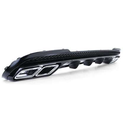 MERCEDES E-CLASS W212 2013-2016 BLACK ABS DIFFUSER AND CHROME TIPPER AMG
