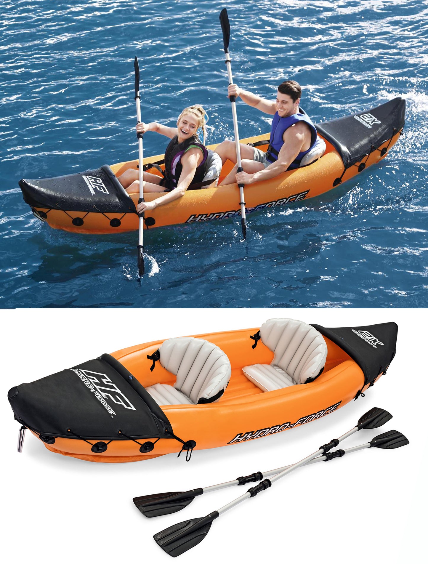 KAYAK CANOA BIPOSTO GONFIABILE CON PAGAIA 321 x 88 cm DOPPIO