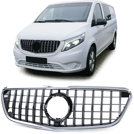 GRIGLIA ANTERIORE MERCEDES VITO W447 2014-2018 MASCHERINA PROFILI SATINATI ABS