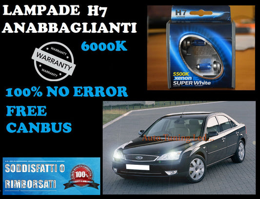 FORD MONDEO COPPIA LAMPADE H7 BLUE XENON BIANCO ANABBAGLIANTE 55W 12V