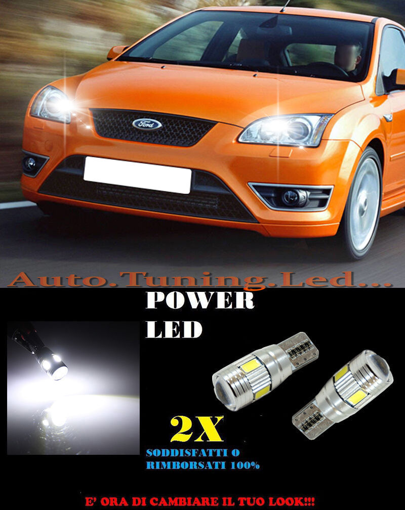 LUCI POSIZIONE FORD FOCUS MK2 CANBUS T10 BIANCO 6 LED SUPER QUALITA