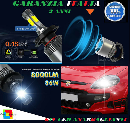 LOW BEAM HIGH BEAM LAMPS 36W 8000LM LED FIAT PUNTO EVO 2009-2012 6000K