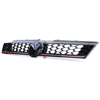 Gloss Black Sport Radiator Grille with Red for VW Polo 5 6R 6C 09-17 