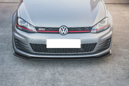 LIP SPOILER UNDER FRONT BUMPER VW GOLF 7 GTI ABS GLOSSY BLACK SPLITTER .-