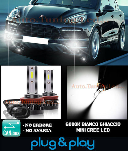 LAMPADE FENDINEBBIA A LED CREE PORSCHE CAYENNE II CAMBUS BIANCO GHIACCIO 8000LM
