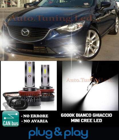 LAMPADE FENDINEBBIA A LED CREE MAZDA 6 CAMBUS BIANCO GHIACCIO 8000LM