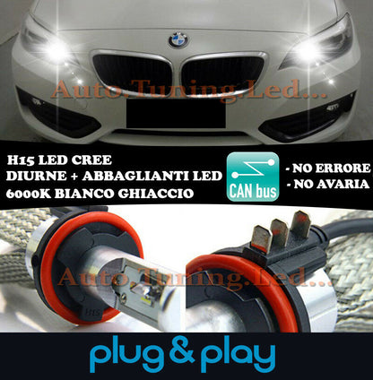LAMPADE DIURNE ABBAGLIANTI H15 LED BMW SERIE 2 COUPE ISTANTANEO CREE NO AVARIA