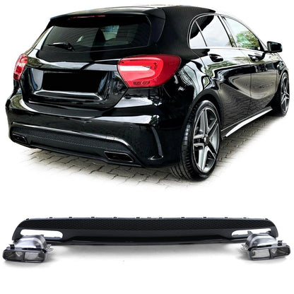MERCEDES A-CLASS W176 2012-2018 BLACK DIFFUSER AND BLACK TIPPER AMG LOOK .-.