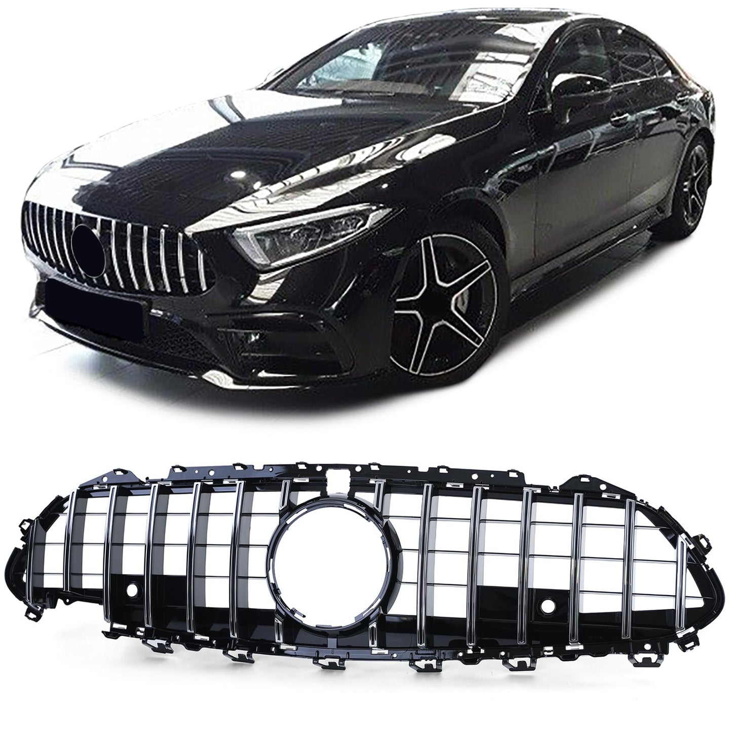 MERCEDES CLS COUPE C257 2018+ AMG LOOK FRONT GRILLE CHROME PROFILES