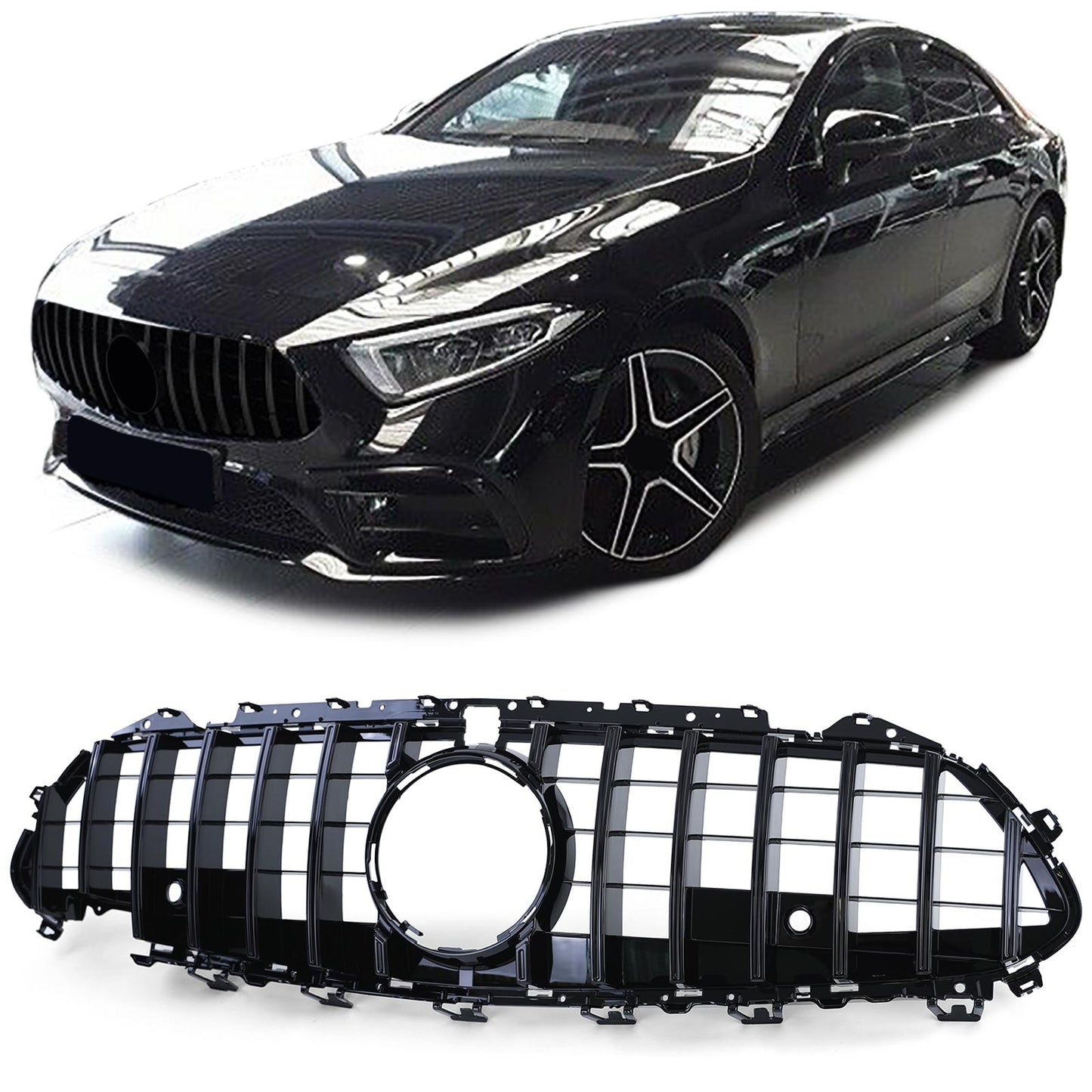 MERCEDES CLS COUPE C257 2018+ AMG FRONT GRILLE BLACK PROFILES PANAMERICANA