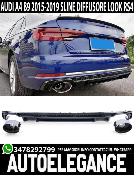 AUDI A4 B9 2016-2019 SLINE DIFFUSORE POSTERIORE ABS LOOK RS4 AUTOELEGANCERICAMBI