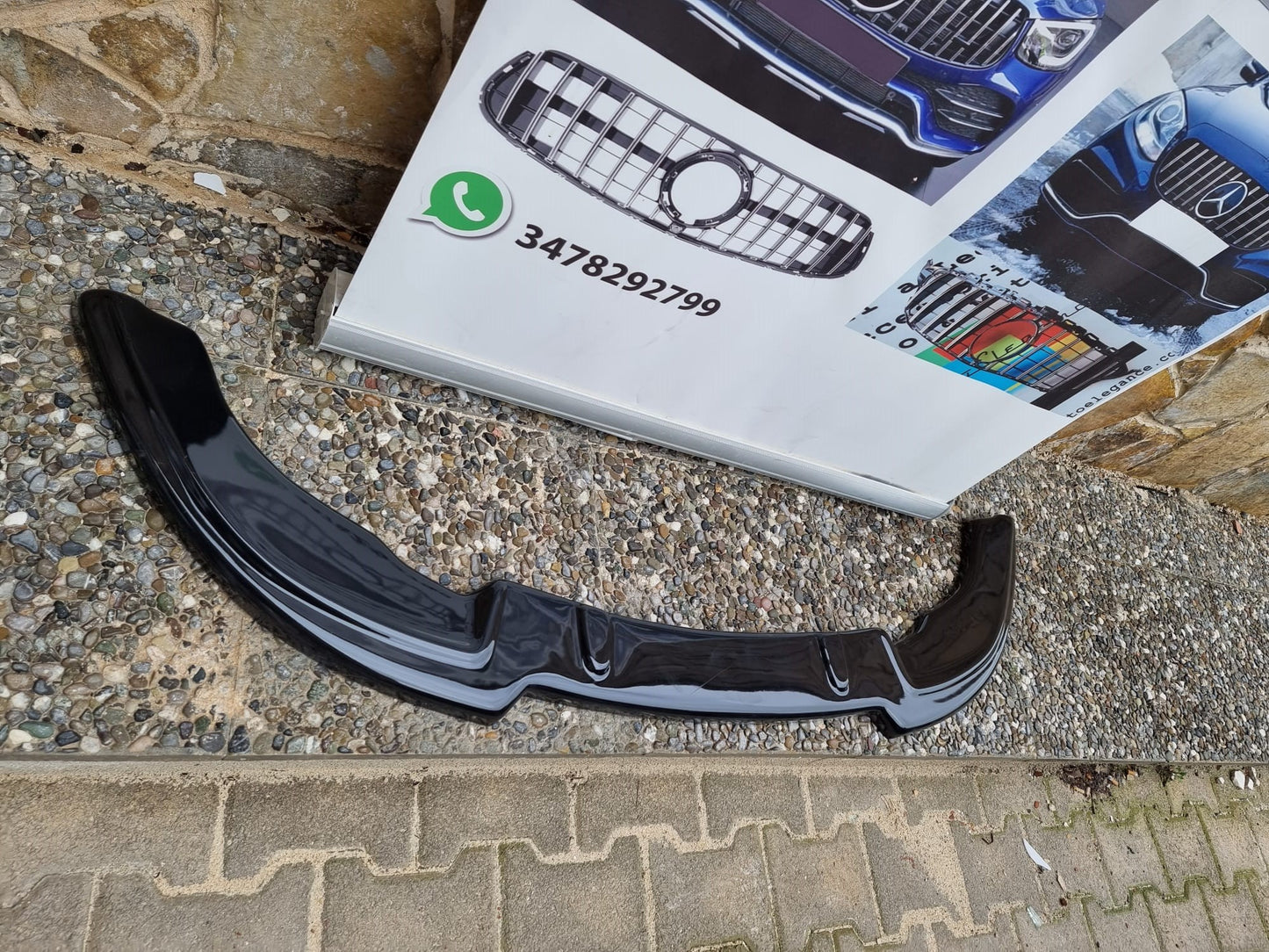 FIAT 500 2007+ LAMA SOTTO PARAURTI ANTERIORE IN ABS LOOK NERO LUCIDO SPLITTER