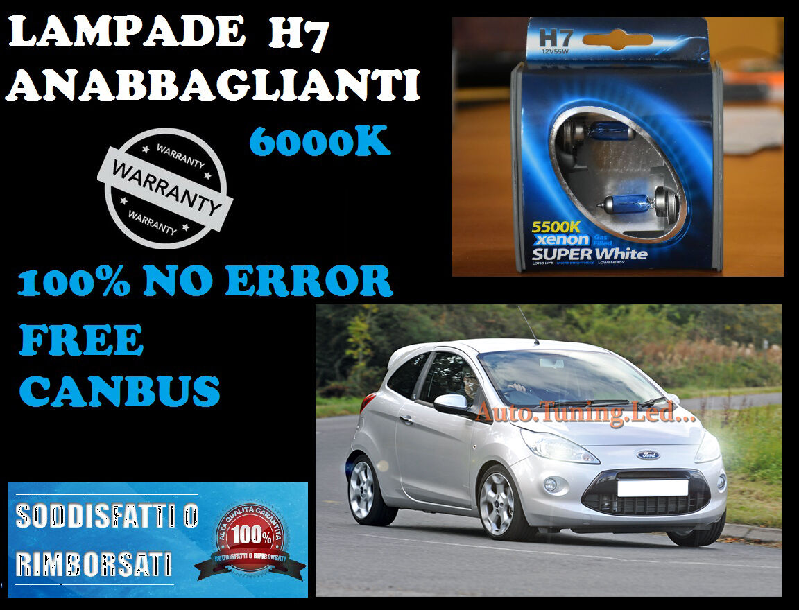 FORD KA COPPIA LAMPADE H7 BLUE XENON BIANCO ANABBAGLIANTE 55W 12V