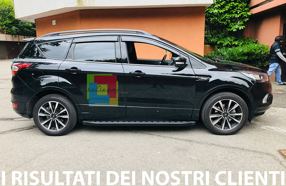 PEDANE LATERALI FORD KUGA II 2012-2018 SOTTO PORTA ANTISCIVOLO TOTAL BLACK NERE