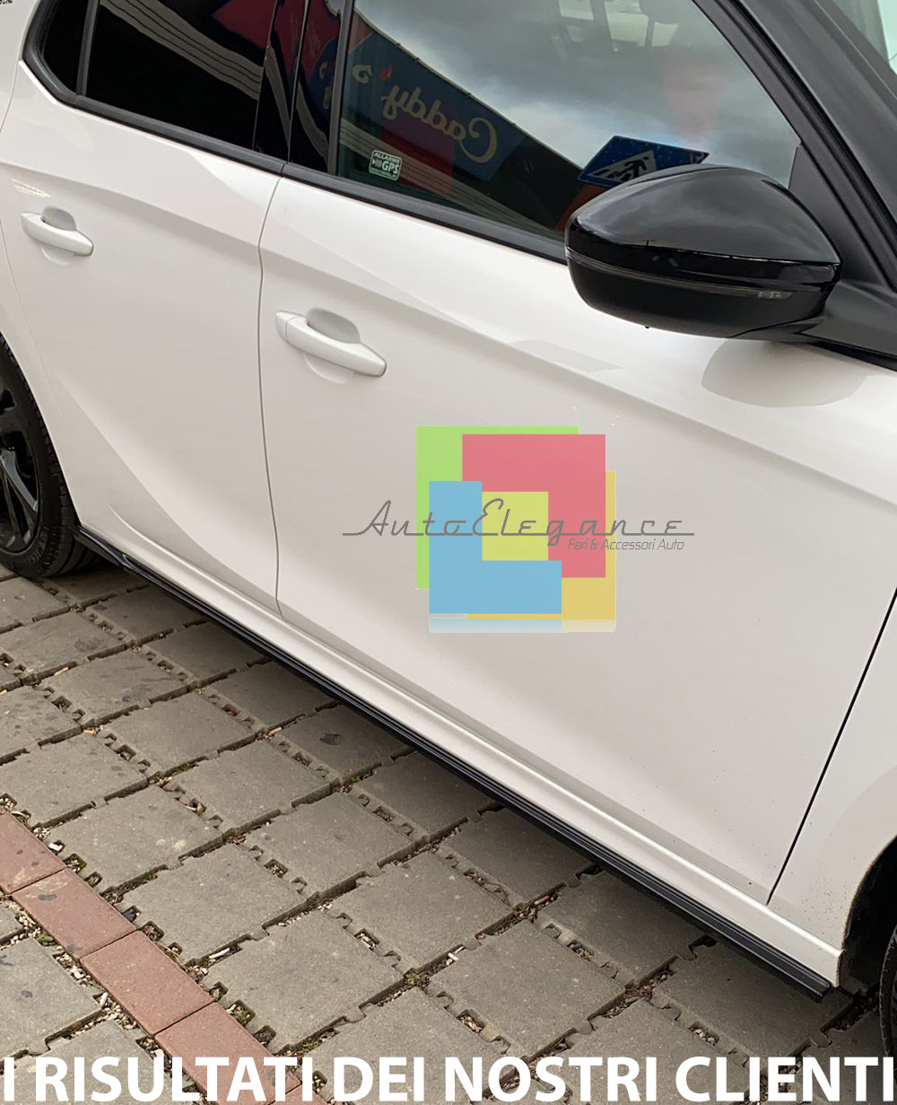 SPLITTER UNDER SIDE SKIRTS UNDER DOOR OPEL CORSA F 2019+ IN BLACK ABS