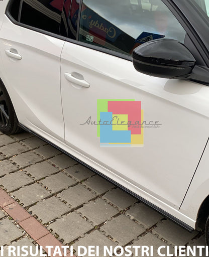 SPLITTER UNDER SIDE SKIRTS UNDER DOOR OPEL CORSA F 2019+ IN BLACK ABS
