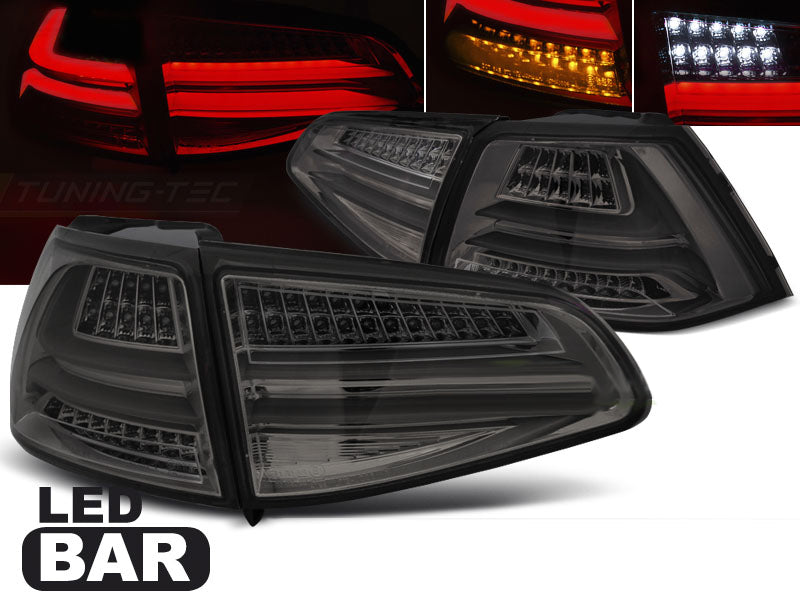 VW GOLF 7 VII FROM 2012-2017 BLACK LED REAR LIGHTS TUNING LIGHTBAR