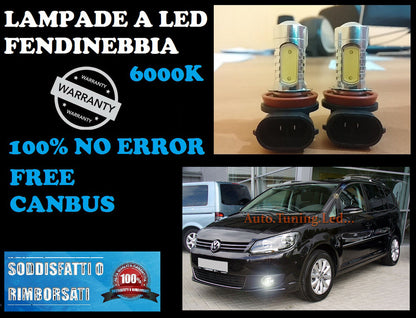 LAMPADE FENDINEBBIA H8 LED CREE RESISTENZA CANBUS 6000K VW TOURAN 2010 IN POI