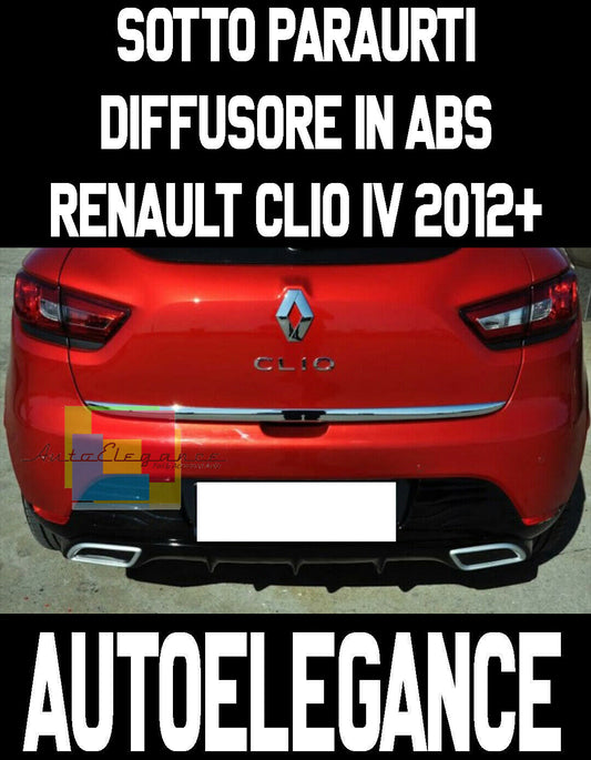 REAR DIFFUSER RENAULT CLIO IV 2012+ UNDER BUMPER CHROME TIPPER ABS