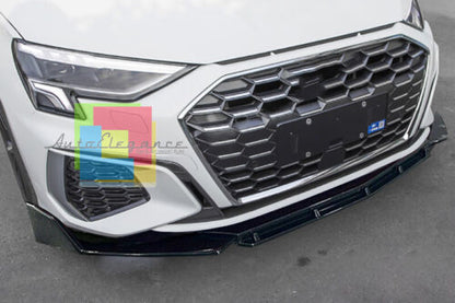 AUDI A3 8Y 2019+ SPLITTER PARAURTI ANTERIORE NERO LUCIDO LOOK RS - 3P AUTOELEGANCERICAMBI