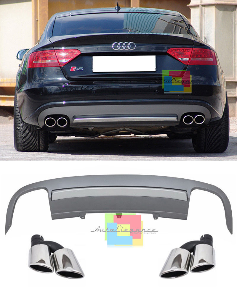 DIFFUSORE S5 + TERMINALI POSTERIORE SOTTO PARAURTI AUDI A5 SPORTBACK 2008-2011