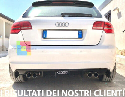 DIFFUSORE AUDI A3 S3 8P 2008-2012 SOTTO PARAURTI RS3 DOPPIO SCARICO NERO LUCIDO