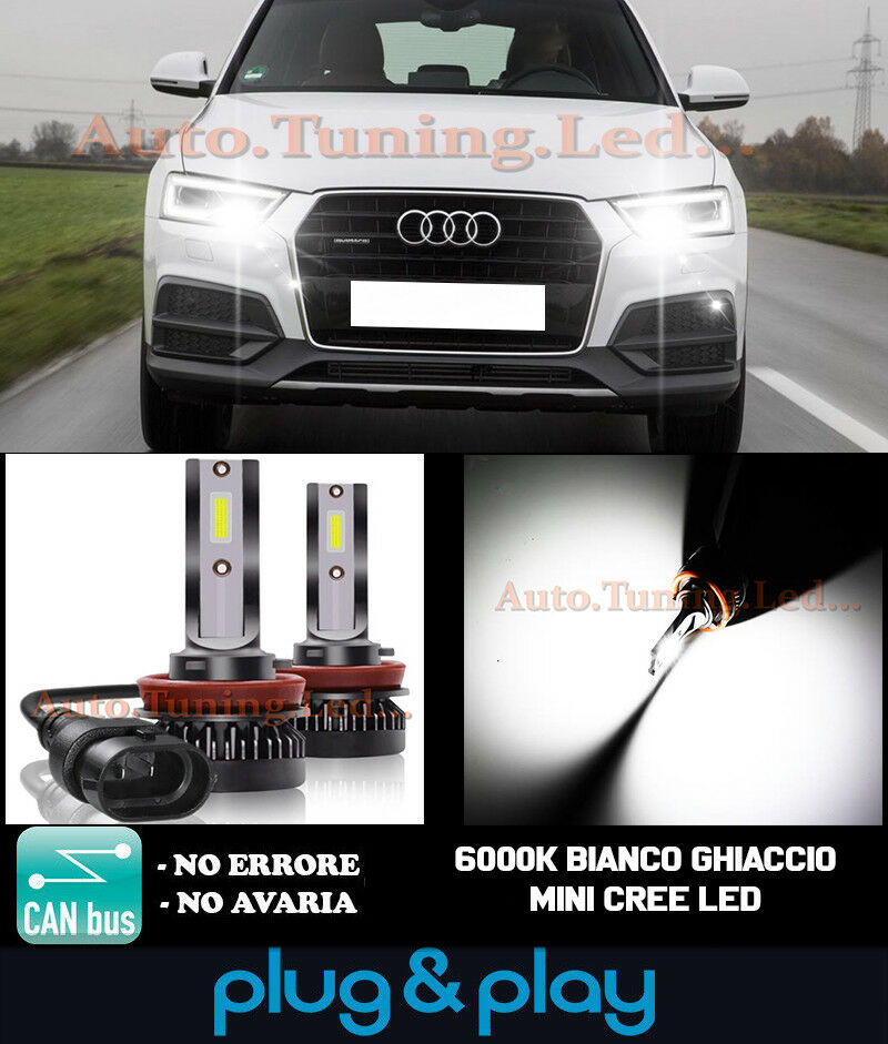 LAMPADE FENDINEBBIA A LED CREE AUDI Q3 FACELIFT CAMBUS BIANCO GHIACCIO 8000LM