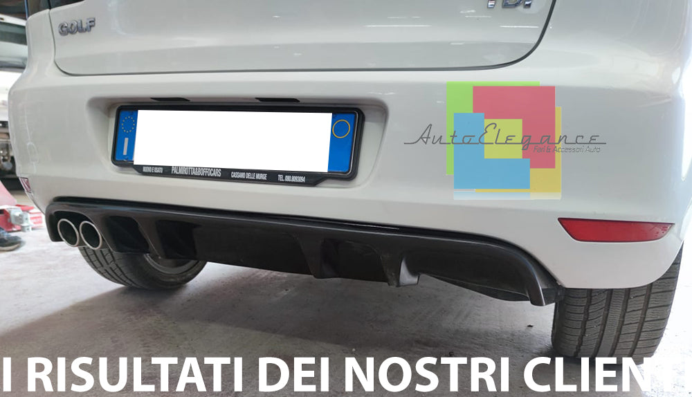 SOTTO PARAURTI POSTERIORE VW GOLF 6 VI 08-12 DIFFUSORE DOPPIO ABS NERO LUCIDO