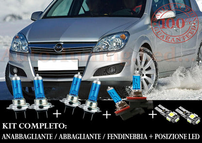 OPEL ASTRA H 2004-2010 SET COMPLETO LAMPADE BLU XENON + POSIZIONE A LED