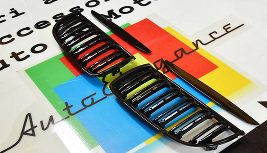 FRONT GRILLE FOR BMW 3 SERIES E90 E91 2005-2008 DOUBLE BLADE LOOK BLACK