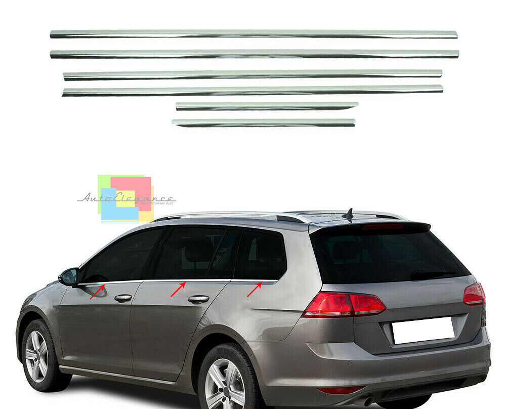 MODANATURE ADESIVE VW GOLF 7 VARIANT CORNICI FINESTRINI CROMATE ACCIAIO INOX .