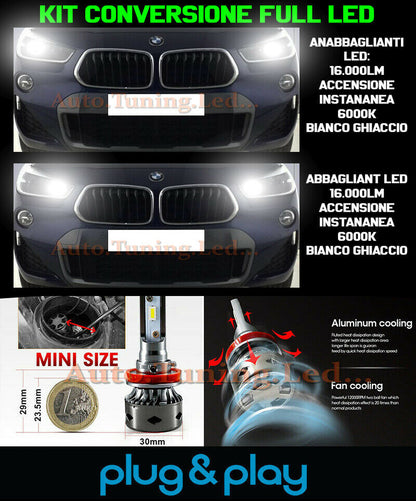 LAMPADE ANABBAGLIANTI + ABBAGLIANTI LED 16.000LM PER BMW X2 F39